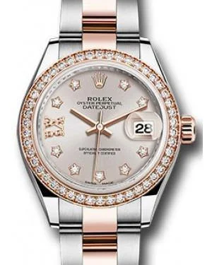 Rolex Datejust 28MM 279381 Sundust Diamond Roman 9 o' Clock Diamond Bezel Rose Gold & Stainless Steel Oyster