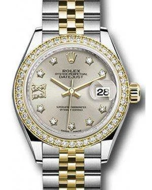 Rolex Datejust 28MM 279383 Silver Diamond Roman 9 o' Clock Diamond Bezel Yellow Gold & Stainless Steel Jubilee - NEW