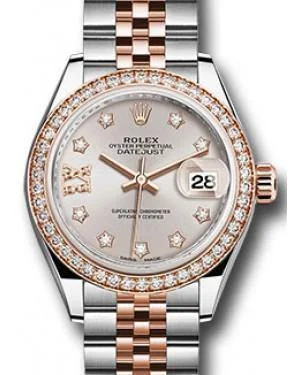 Rolex Datejust 28MM 279381 Sundust Diamond Roman 9 o' Clock Diamond Bezel Rose Gold & Stainless Steel Jubilee