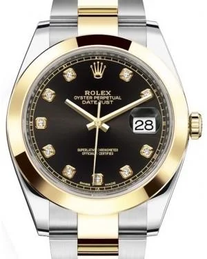 Rolex Datejust 41 Yellow Gold/Steel Black Diamond Dial Smooth Bezel Oyster Bracelet 126303