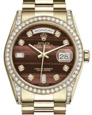 Rolex Day-Date 36 Yellow Gold Bull's Eye Diamond Dial & Diamond Set Case & Bezel President Bracelet 118388