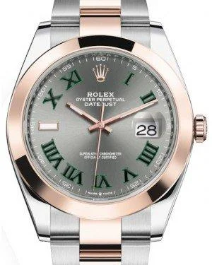 Rolex Datejust 41 Rose Gold/Steel Slate Roman Dial Smooth Bezel Oyster Bracelet 126301