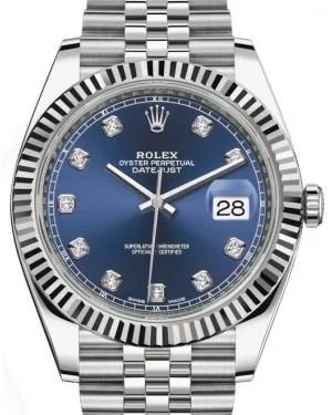 Rolex Datejust 41mm Fluted Blue Diamond Dial Jubilee 126334 2024