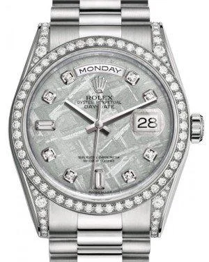 Rolex Day-Date 36 White Gold Meteorite Diamond Dial & Diamond Set Case & Bezel President Bracelet 118389