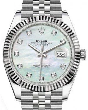 Rolex Datejust 41mm Fluted Mother of Pearl Diamond Dial Jubilee Bracelet 126334