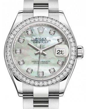 Rolex Lady Datejust 28 White Gold/Steel White Mother of Pearl Diamond Dial & Diamond Bezel Oyster Bracelet 279384RBR