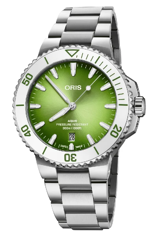 Oris Aquis Date 41.5mm Watermelon Green 733 7787 4137-07 8 22 04PEB