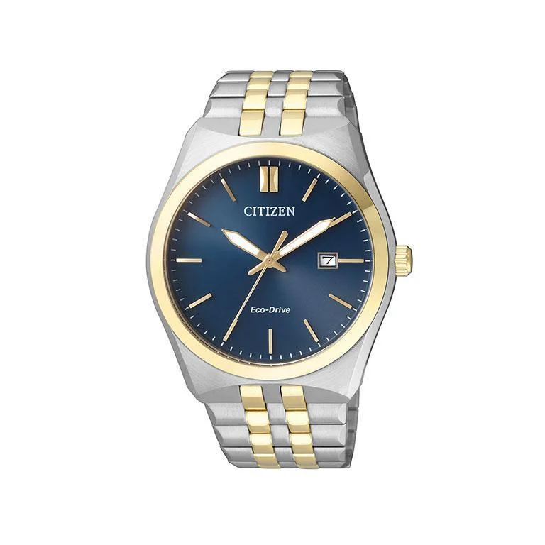 Citizen Eco-Drive 2 Tone Blue Dial Date Dress Watch