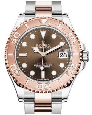 Rolex Yacht-Master 37 Rose Gold/Steel Chocolate Dial Gold Bezel Oyster Bracelet 268621