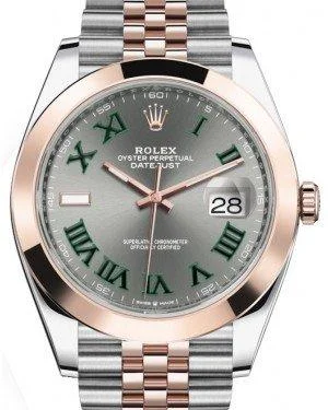 Rolex Datejust 41 Rose Gold/Steel Slate Roman Dial Smooth Bezel Jubilee Bracelet 126301