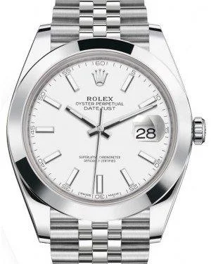 Rolex 41mm Smooth White Index Dial Jubilee 126300 New 2024