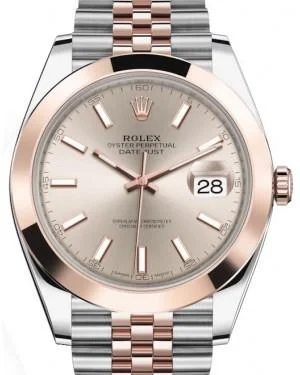 Rolex Datejust 41 Rose Gold/Steel Sundust Index Dial Smooth Bezel Jubilee Bracelet 126301