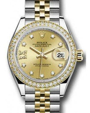 Rolex Datejust 28MM 279383 Champagne Diamond Roman 9 o' Clock Diamond Bezel Yellow Gold & Stainless Steel Jubilee - NEW