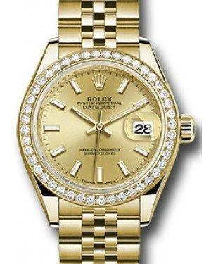 Rolex Datejust 28MM 279138 Champagne Index Diamond Bezel Yellow Gold Jubilee - NEW