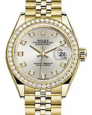 Rolex Datejust 28 279138 Silver Diamond Markers & Bezel Yellow Gold Jubilee - NEW