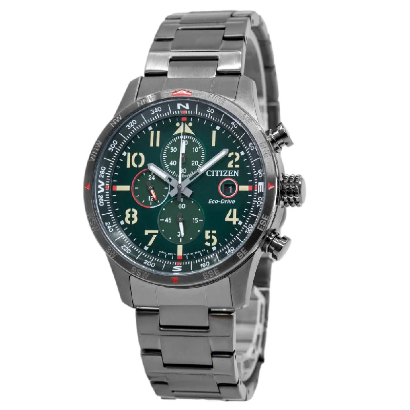 Citizen Men's CA0797-84X Aviator Chrono Green Dial Watch