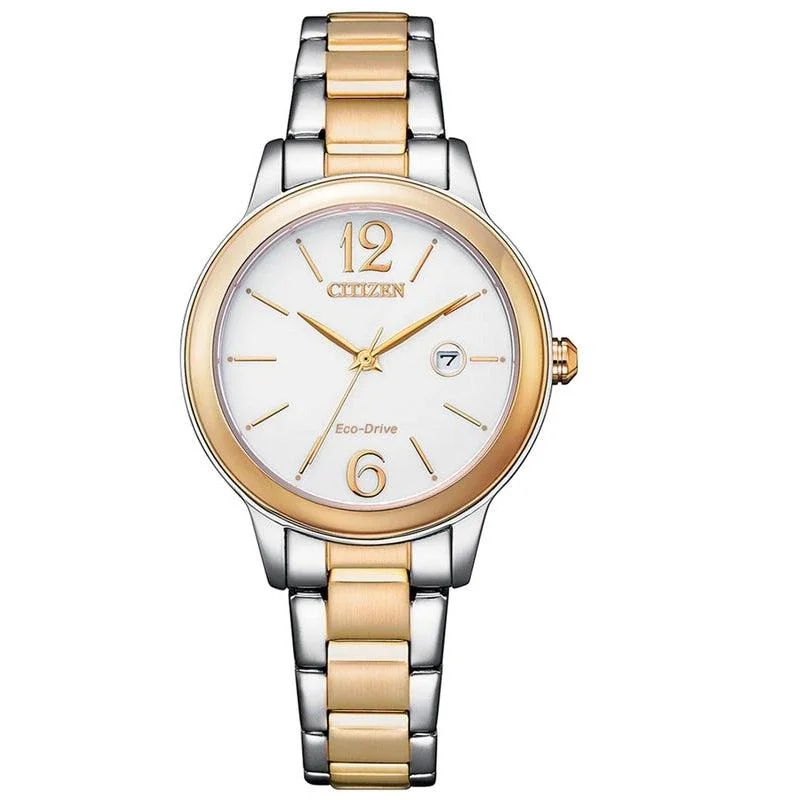 Citizen Eco-drive Ladies White Dial Two Tone