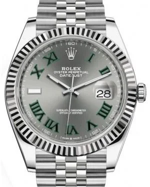 Rolex Datejust 41 White Gold/Steel Slate Roman Dial Fluted Bezel Jubilee Bracelet 126334 -  New