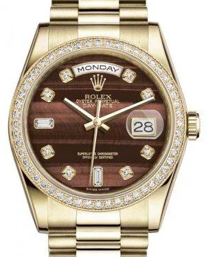 Rolex Day-Date 36 Yellow Gold Bull's Eye Diamond Dial & Diamond Bezel President Bracelet 118348