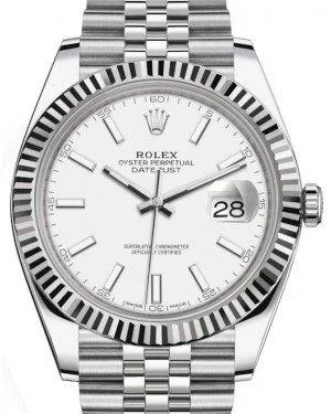 Rolex Datejust 41mm Fluted White Index Dial Jubilee 126334