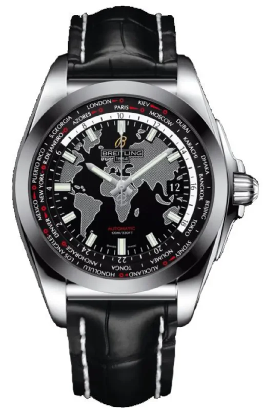 Breitling Galactic Unitime Sleek World Map Black