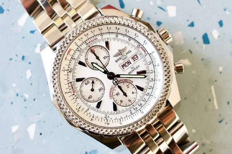 SOLD OUT: Breitling Bentley GT A13362 Chronograph 45mm Box and Papers White Steel Bracelet