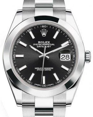 Rolex Datejust 41 Stainless Steel Black Index Dial Smooth Bezel Oyster Bracelet 126300