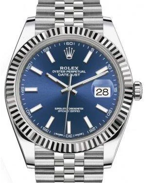 Rolex Datejust 41mm Fluted Blue Stick Dial Jubilee 126334 2024 New