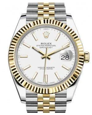 Rolex 126333 Two Tone Datejust 41 White Dial Fluted Bezel Jubilee