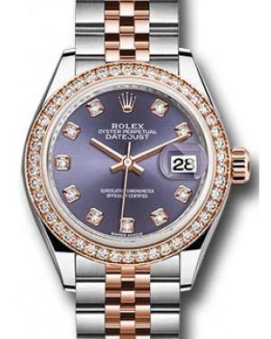 Rolex Datejust 28MM 279381 Aubergine Diamond Markers & Bezel Rose Gold & Stainless Steel Jubilee - NEW