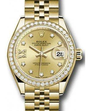 Rolex Datejust 28 279138 Champagne Diamond Roman 9 o' Clock Diamond Bezel Yellow Gold Jubilee - NEW