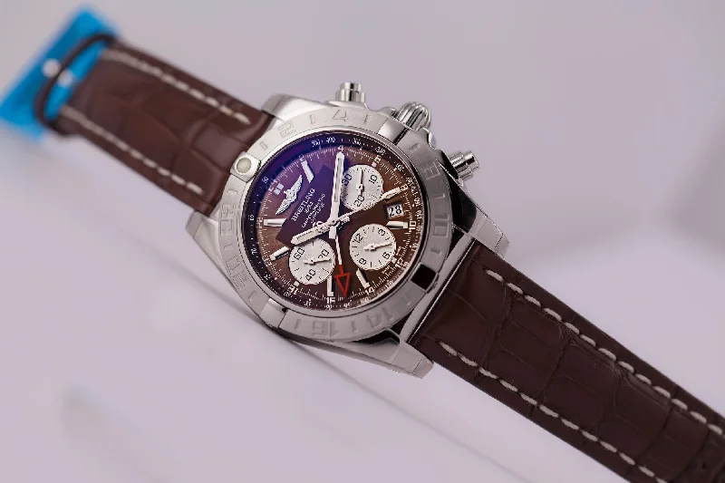 Breitling Chronomat 44 GMT Steel Brown Dial Alligator Strap