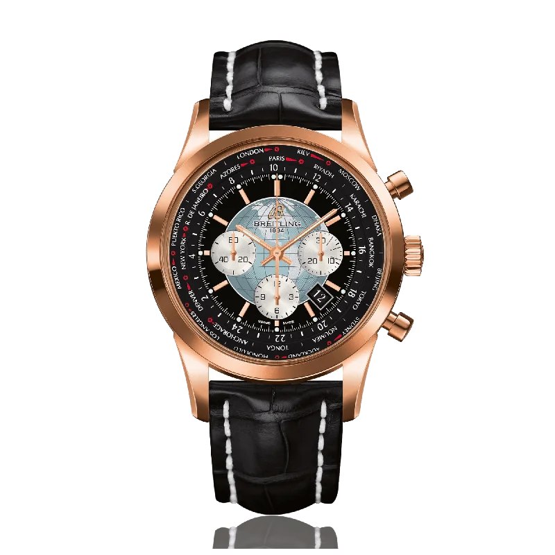 Breitling Transocean Chronograph Unitime Red Gold / Black