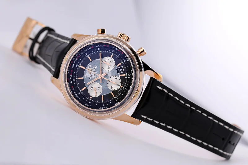 Breitling Transocean Chronograph Unitime 18kt Gold Black