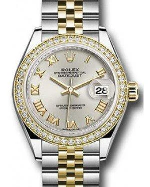 Rolex Datejust 28mm 279383 Silver Roman Diamond Bezel Yellow Gold & Stainless Steel Jubilee - NEW