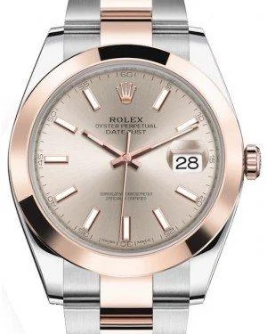 Rolex Datejust 41 Rose Gold/Steel Sundust Index Dial Smooth Bezel Oyster Bracelet 126301