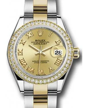 Rolex Datejust 28MM 279383 Champagne Roman Diamond Bezel Yellow Gold & Stainless Steel Oyster - NEW 2021