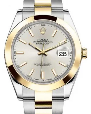 Rolex Datejust 41 Yellow Gold/Steel Silver Index Dial Smooth Bezel Oyster Bracelet 126303