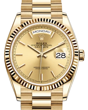 Rolex Day-Date 36mm Champagne Index Dial President 128238