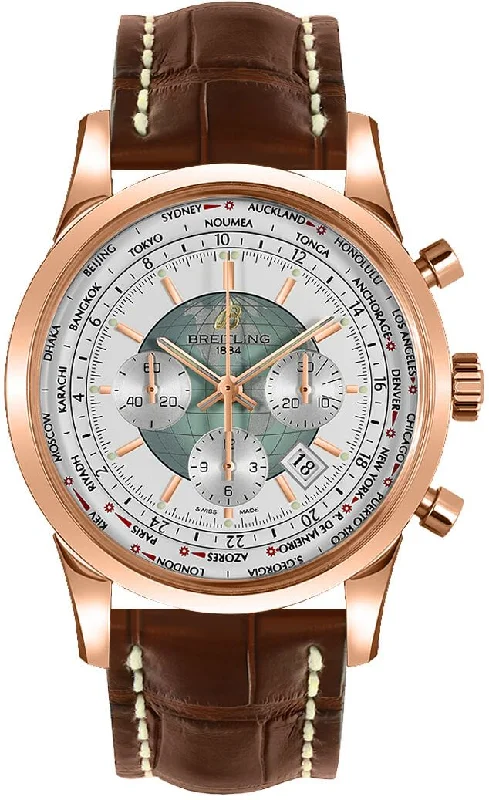 Breitling Transocean Chronograph Unitime Red Gold / Silver 46MM