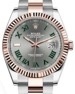 Rolex Datejust 41 Rose Gold/Steel Slate Roman Dial Fluted Bezel Oyster Bracelet 126331 -  New