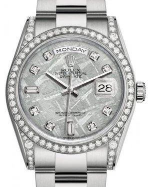 Rolex Day-Date 36 White Gold Meteorite Diamond Dial & Diamond Set Case & Bezel Oyster Bracelet 118389