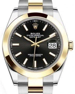 Rolex Datejust 41 Yellow Gold/Steel Black Index Dial Smooth Bezel Oyster Bracelet 126303