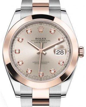 Rolex Datejust 41 Rose Gold/Steel Sundust Diamond Dial Smooth Bezel Oyster Bracelet 126301