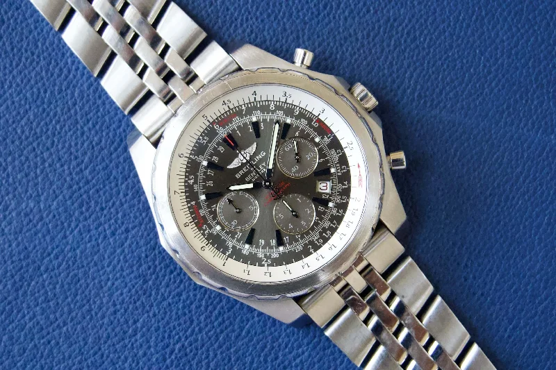 SOLD OUT: Breitling Bentley Chronograph Gray Stainless Steel Date 48mm Watch A25363 Box and Papers