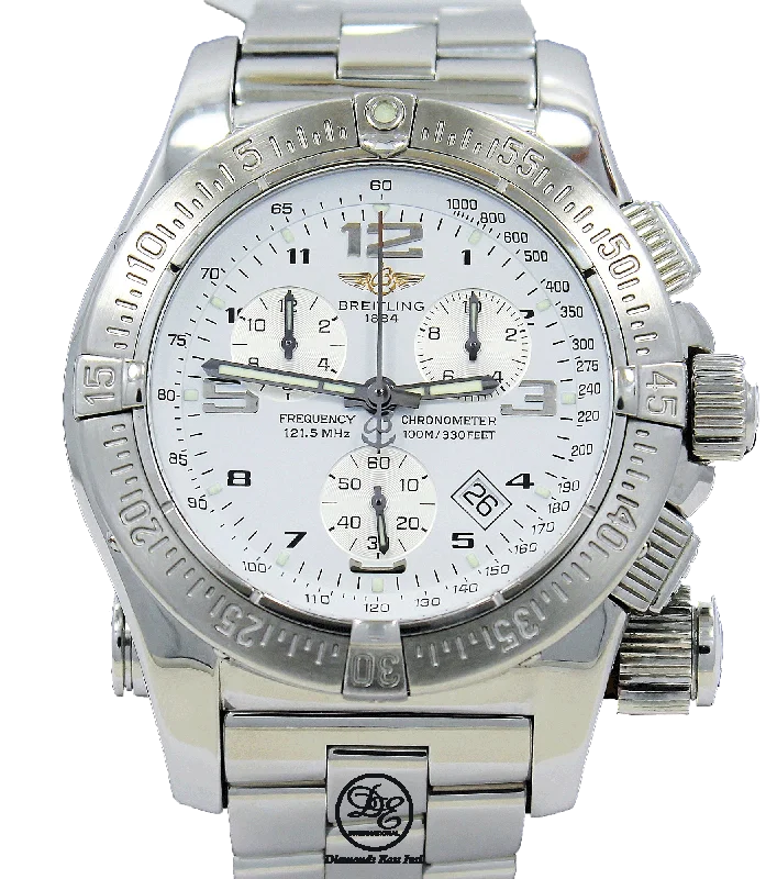 Breitling Emergency Mission A73321 45mm Chronograph White Dial COMPLETE SET SERVICED