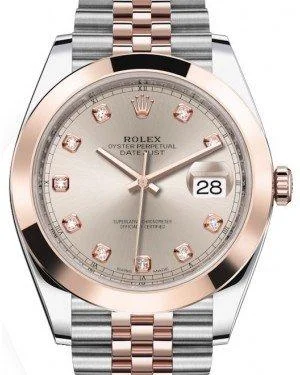 Rolex Datejust 41 Rose Gold/Steel Sundust Diamond Dial Smooth Bezel Jubilee Bracelet 126301