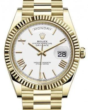 Rolex Yellow Gold Day-Date 40mm White Roman Dial 228238