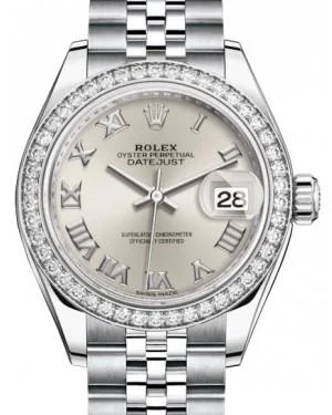 Rolex Lady Datejust 28 White Gold/Steel Silver Roman Dial & Diamond Bezel Jubilee Bracelet 279384RBR